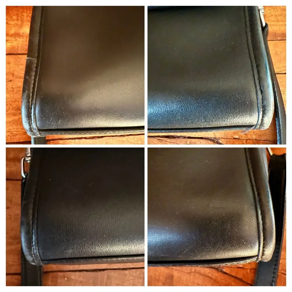 Vintage Coach Court Bag 9870 Crossbody Satchel — Black Glove-Tanned Leather - Picture 6 of 14